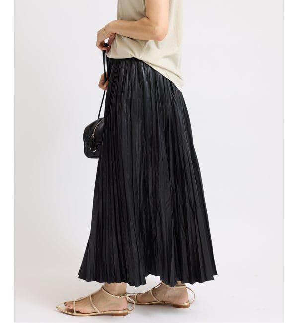 IENA「レザーライクサテンプリーツスカート」|スカート|