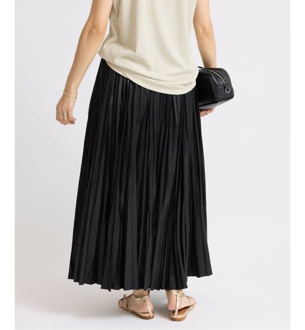 IENA「レザーライクサテンプリーツスカート」|スカート|