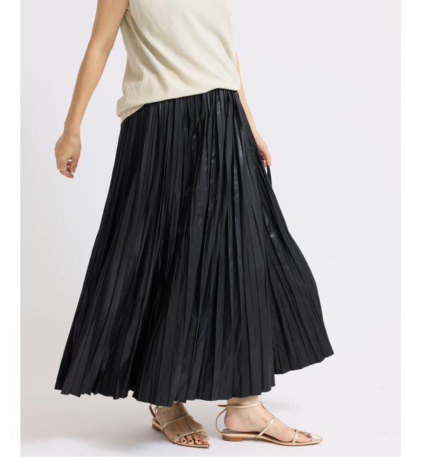 IENA「レザーライクサテンプリーツスカート」|スカート|