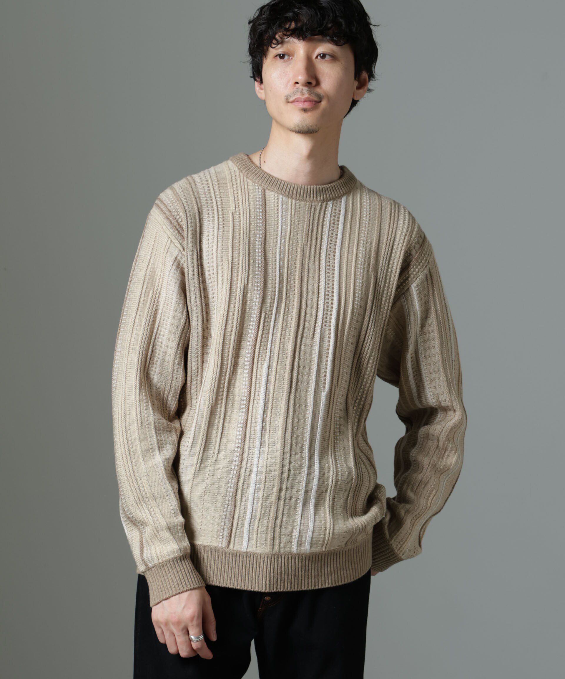 nano･universe「ジャガードヴィンテージライクニット」|ニット・セーター|ライトベージ 1