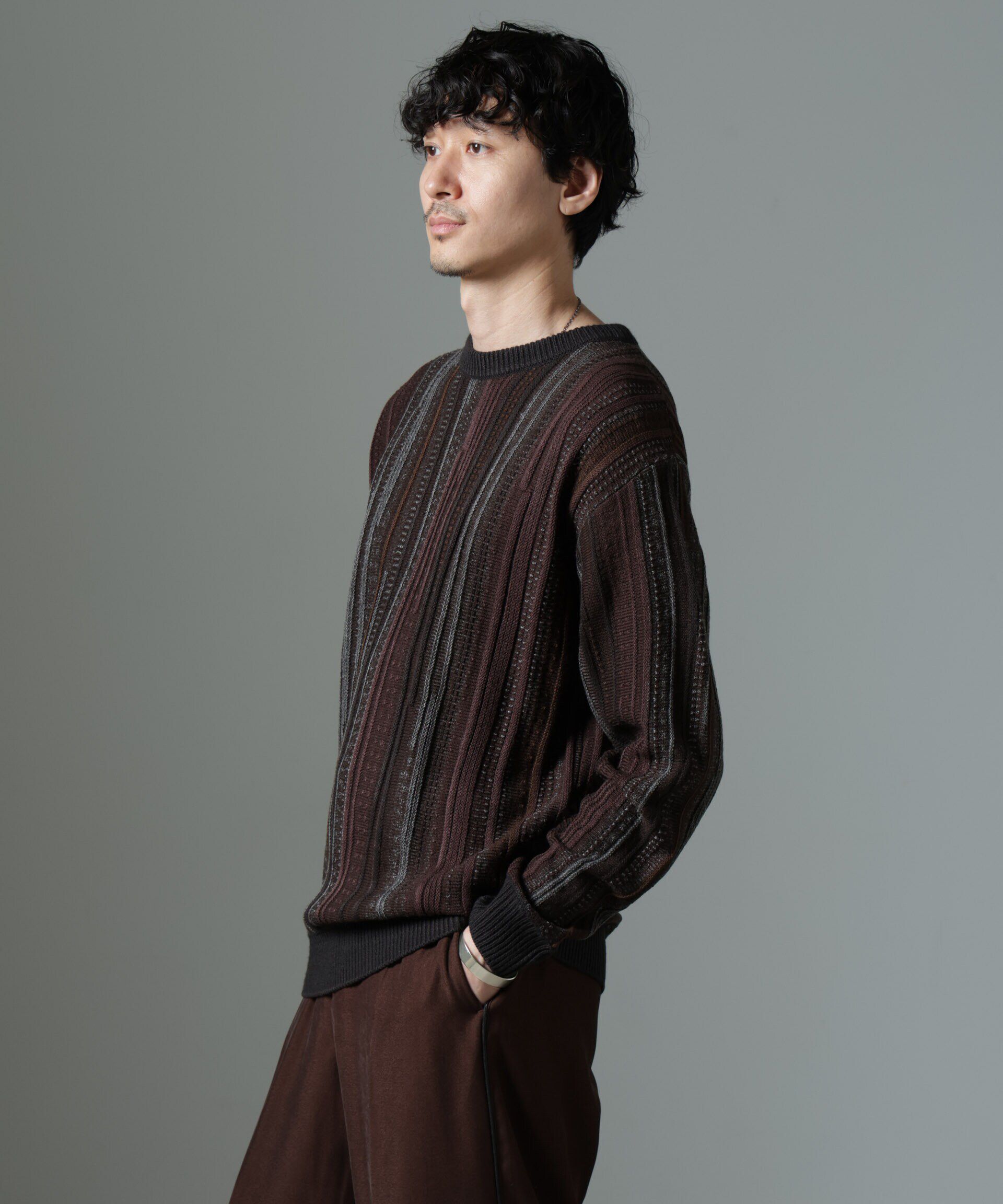 nano･universe「ジャガードヴィンテージライクニット」|ニット・セーター|ブラウン