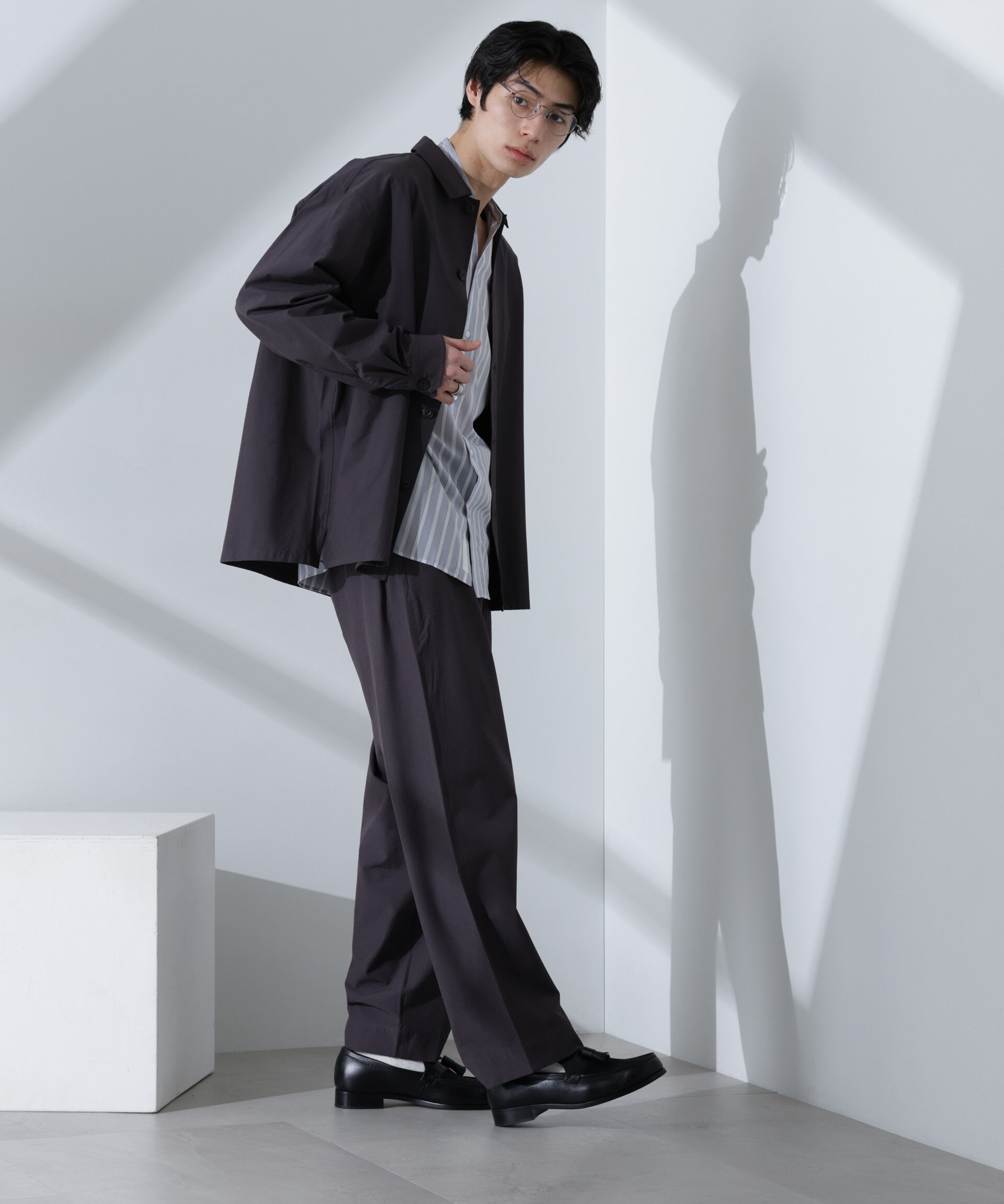 nano･universe「ストレッチワイドイージーパンツ(セットアップ可)」|チノ|