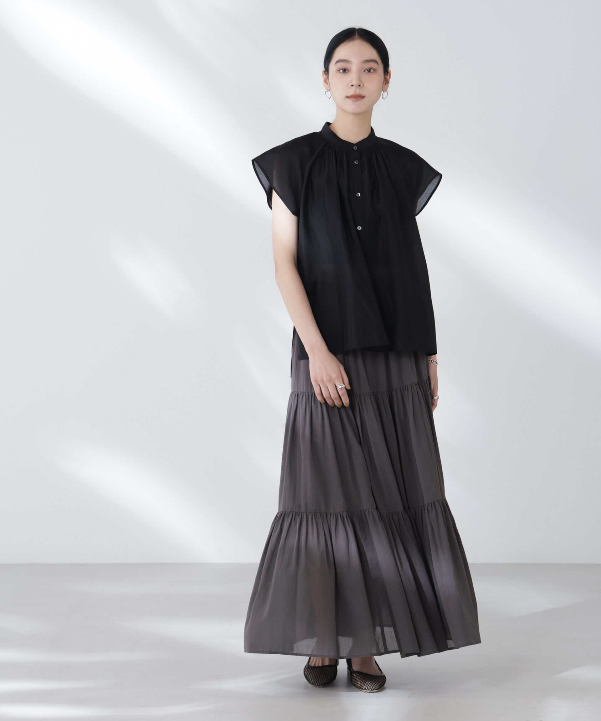 nano･universe「コットンシフォンティアードスカート」|スカート|