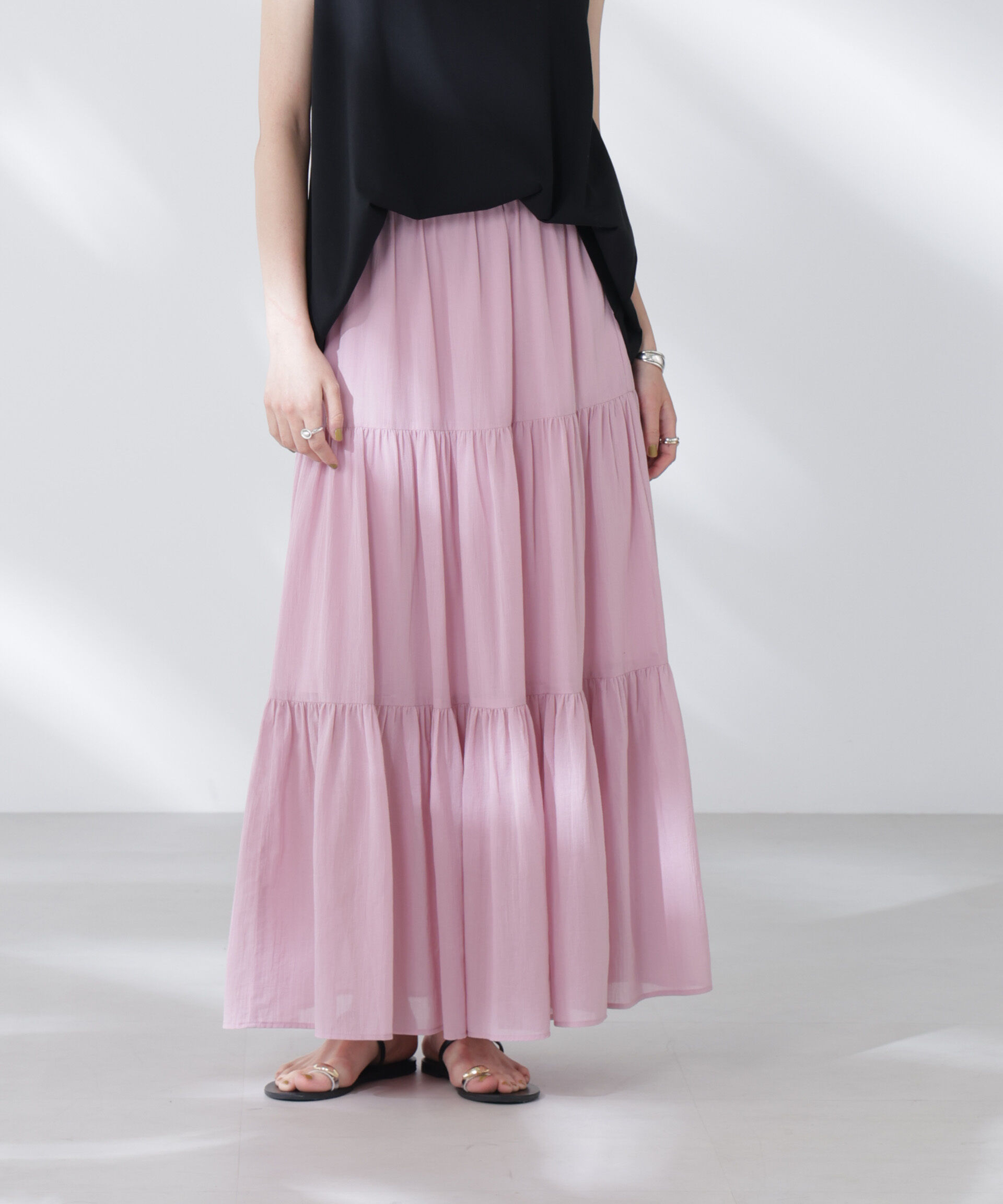 nano･universe「コットンシフォンティアードスカート」|スカート|