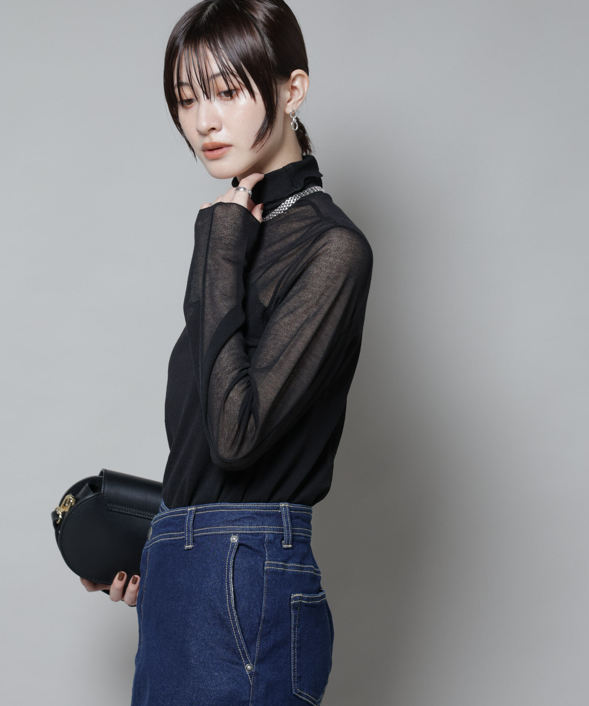 nano･universe「梨地シアータートルカットトップス」|Tシャツ・カットソー|