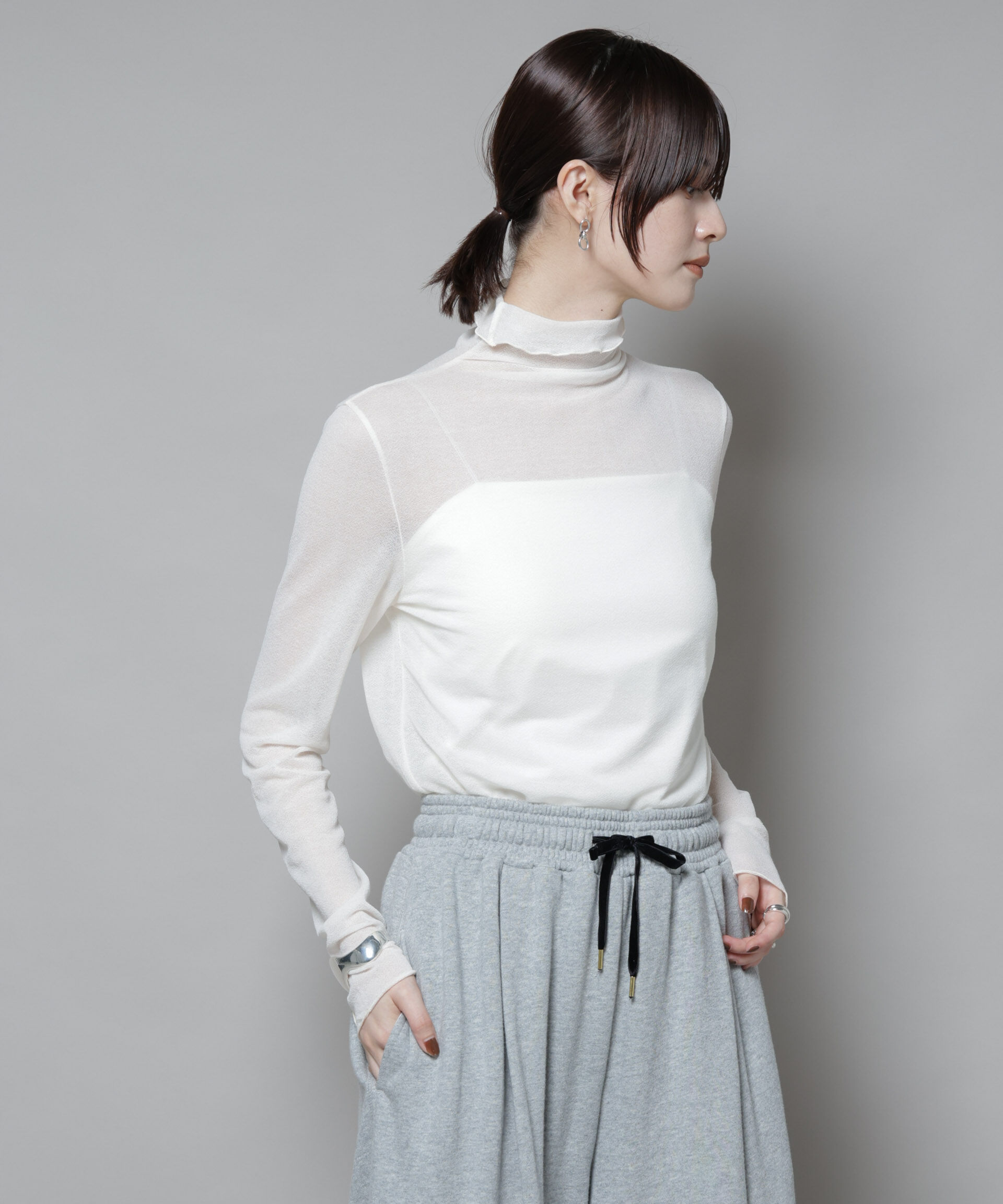 nano･universe「梨地シアータートルカットトップス」|Tシャツ・カットソー|