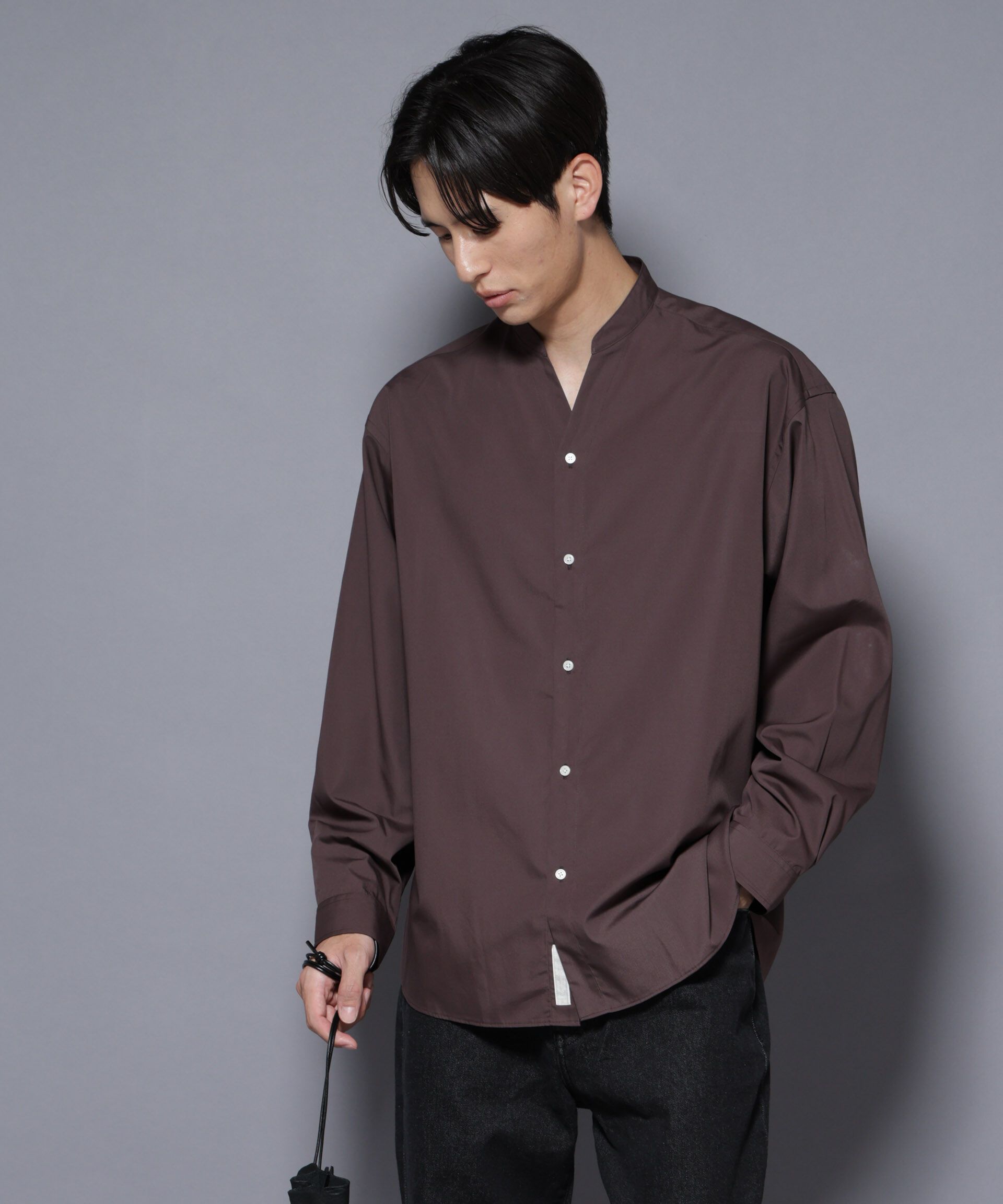 nano･universe「「大人のワイドシャツ」バンドカラー 長袖」|シャツ・ブラウス|