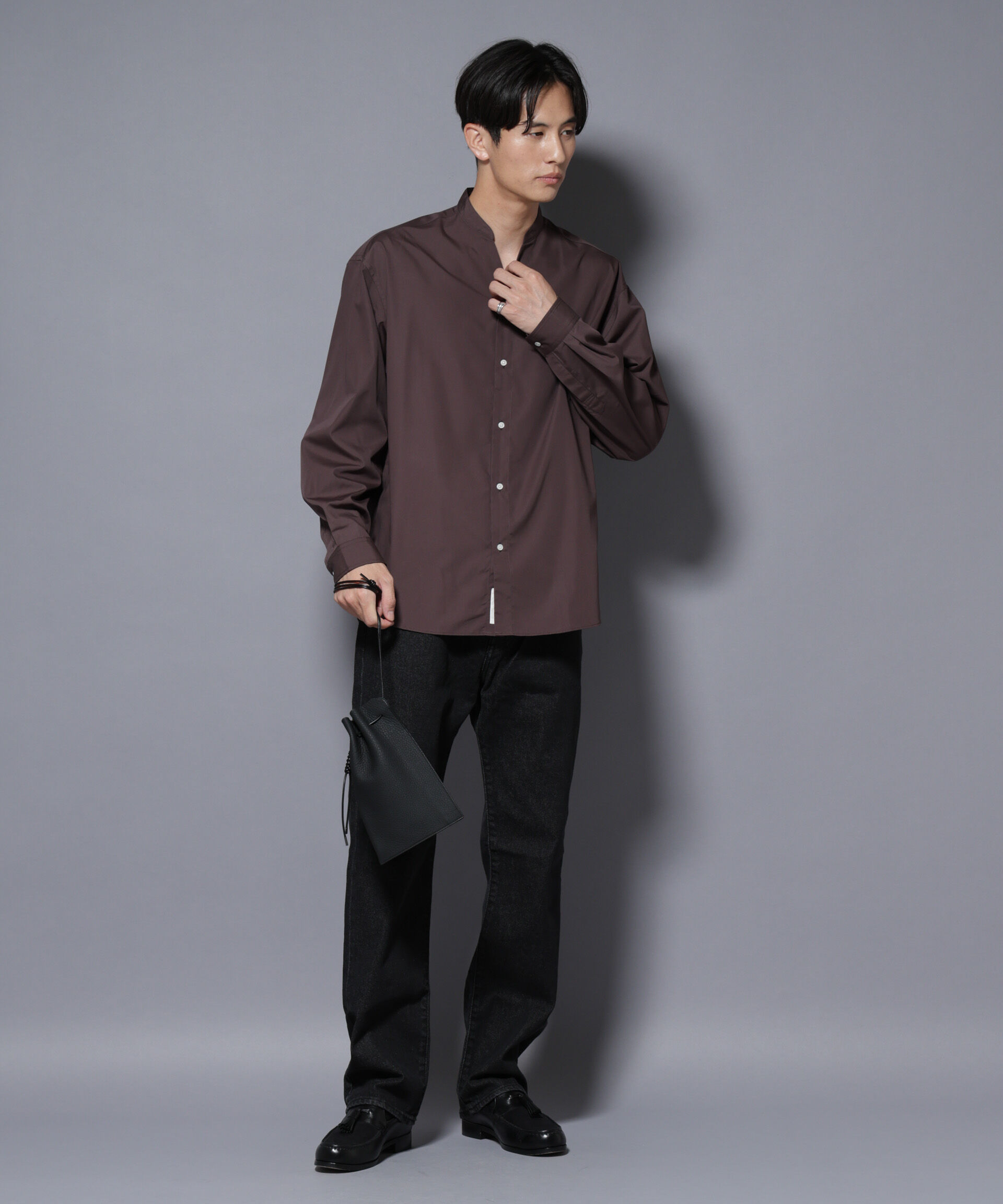 nano･universe「「大人のワイドシャツ」バンドカラー 長袖」|シャツ・ブラウス|