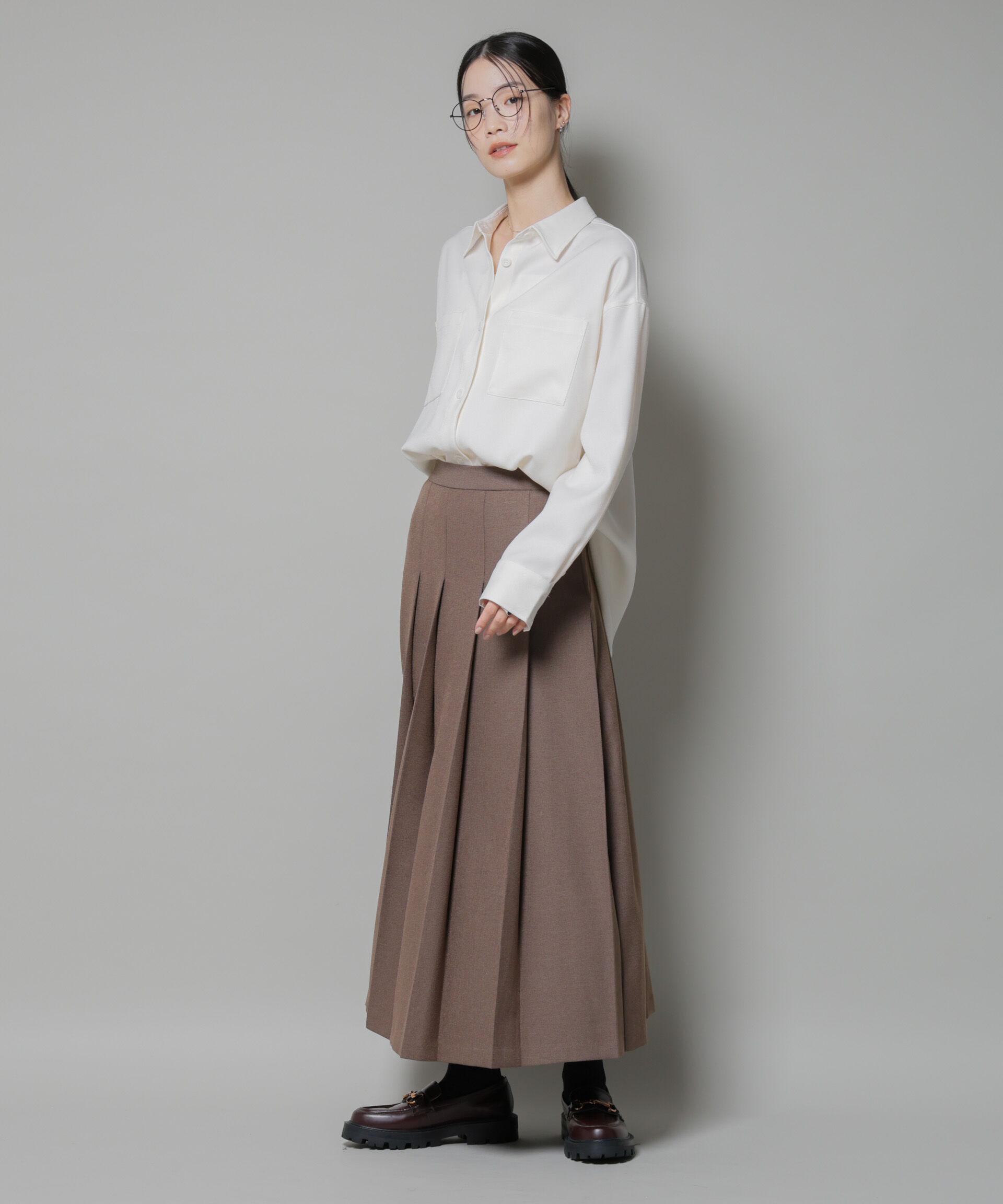 nano･universe「ワイドプリーツロングスカート」|スカート|