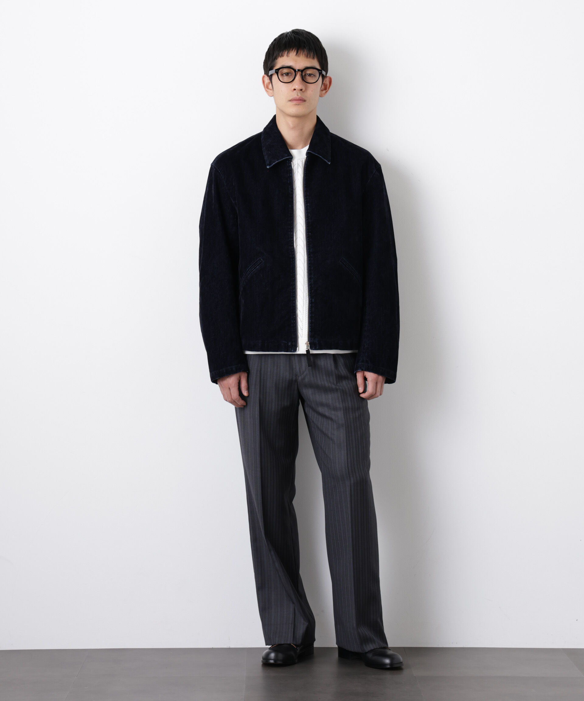 nano･universe「フロッキーデニム スポーツジャケット」|ブルゾン・スタジャン|