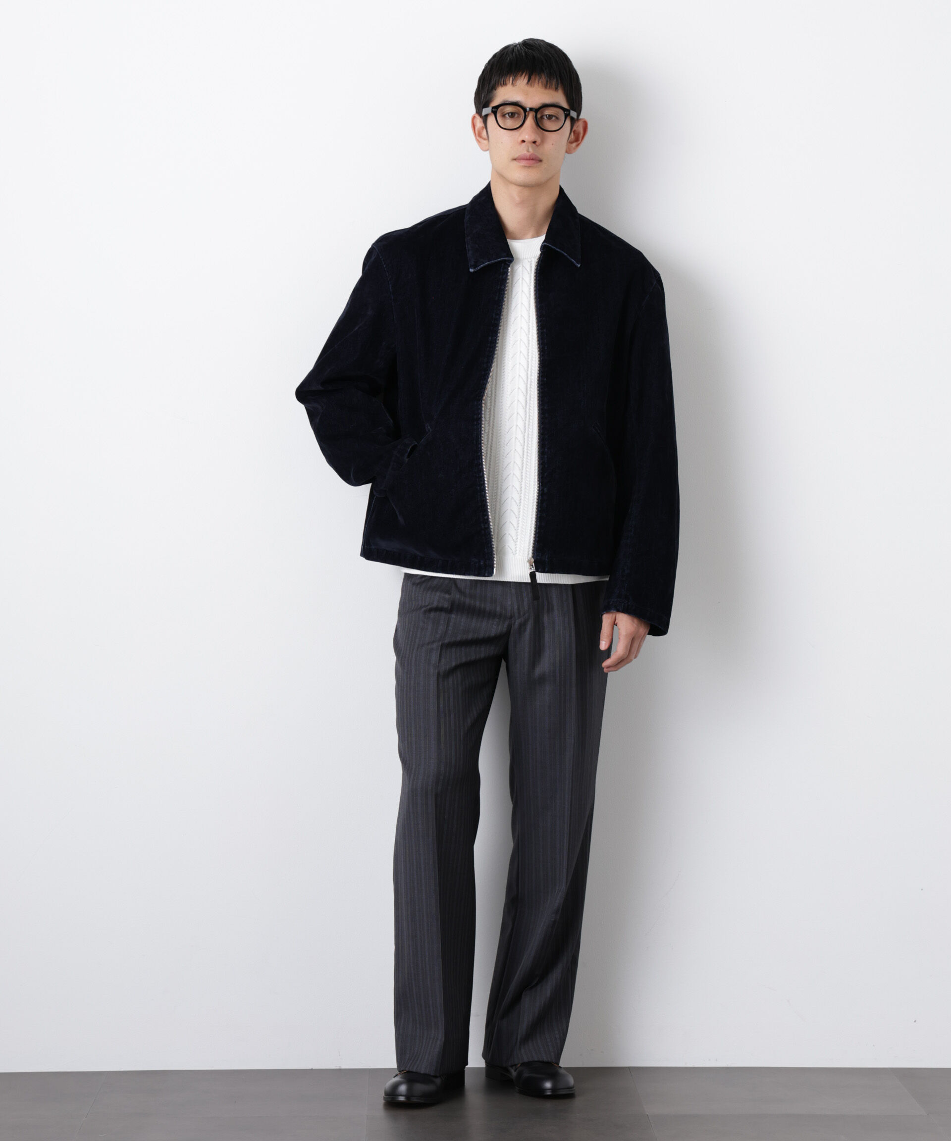 nano･universe「フロッキーデニム スポーツジャケット」|ブルゾン・スタジャン|