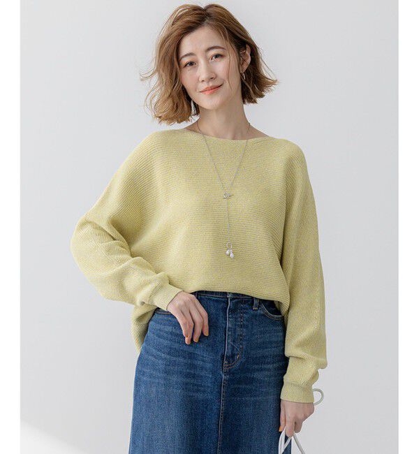 23区「【Oggi3月号掲載/洗える】コットンギマ クロップド ドルマン ニット」|ニット・セーター|イエロー