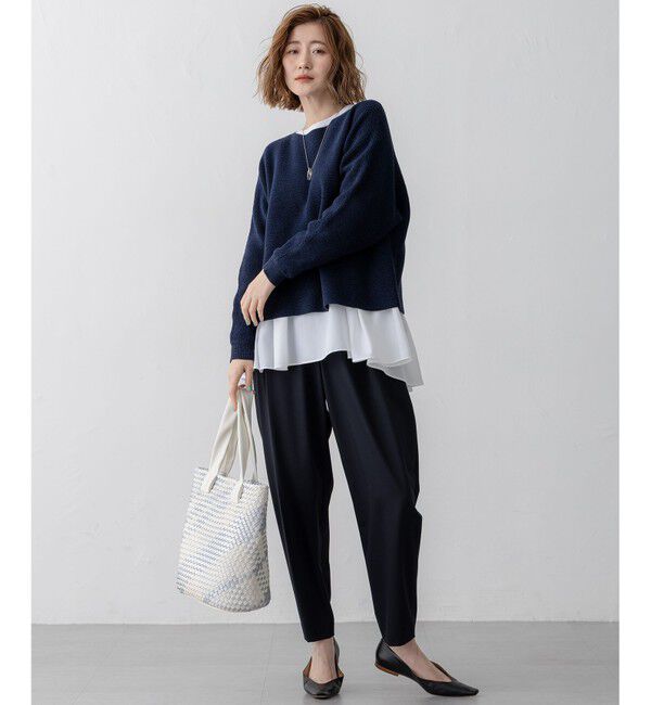 23区「【Oggi3月号掲載/洗える】コットンギマ クロップド ドルマン ニット」|ニット・セーター|