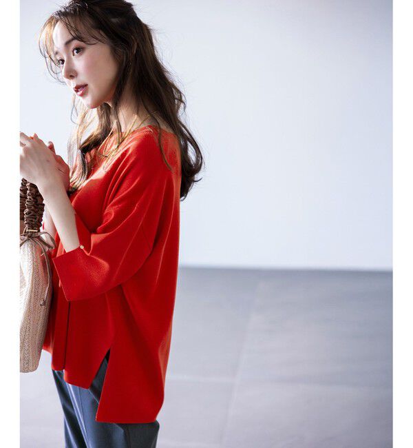 ANY SIS「【接触冷感・UVカット・洗える】ビューティクールボートネック プルオーバー」|ニット・セーター|