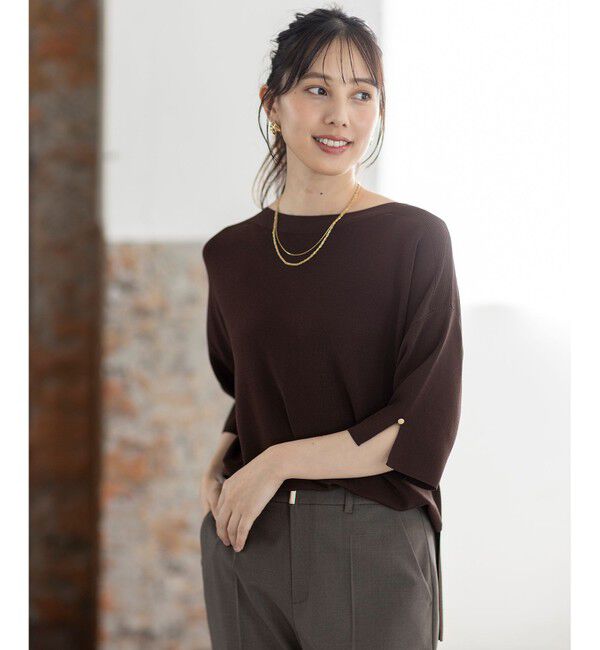 ANY SIS「【接触冷感・UVカット・洗える】ビューティクールボートネック プルオーバー」|ニット・セーター|