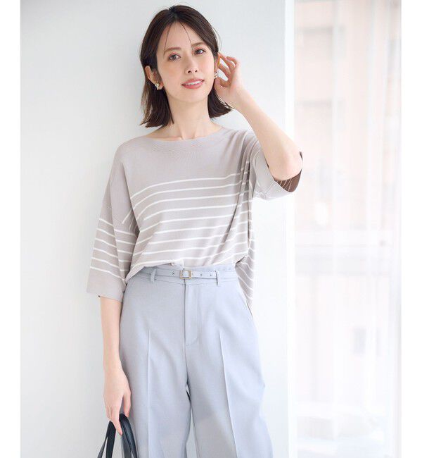 ANY SIS「【接触冷感・UVカット・洗える】ビューティクールボートネック プルオーバー」|ニット・セーター|