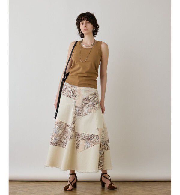 GRACE CONTINENTAL「スカーフコンビデニムスカート」|スカート|