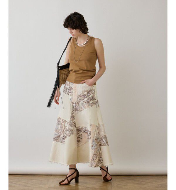 GRACE CONTINENTAL「スカーフコンビデニムスカート」|スカート|