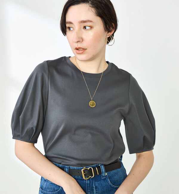 NOLLEY'S「高機能 LA＋スムース5分袖プルオーバーカットソー」|Tシャツ・カットソー|チャコールグレー