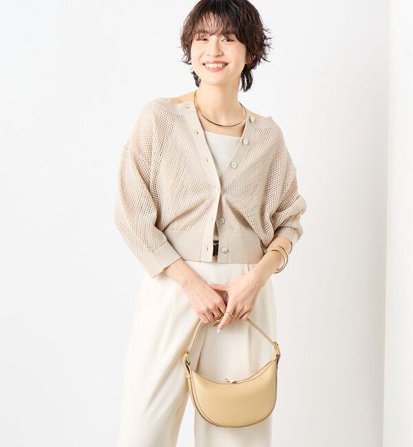 NOLLEY'S「《手洗い可能》スパンコールメッシュ5分袖カーディガン」|カーディガン|