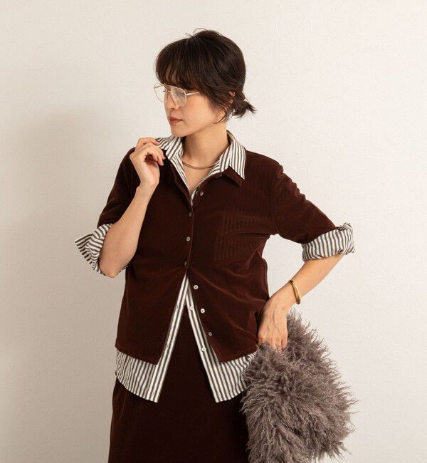 MAQWEL「【MAQWEL/マクウェル】ウォッシャブルベロア半袖シャツ」|シャツ・ブラウス|