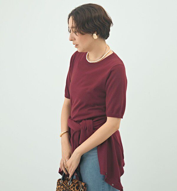 NOLLEY'S sophi「《アンサンブル対応》《手洗い可能》ウール100％5分袖プルオーバーニット」|ニット・セーター|