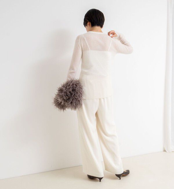 NOLLEY'S sophi「カシミヤ混ガーゼ風リブクルーネックミディ丈カーディガン」|カーディガン|