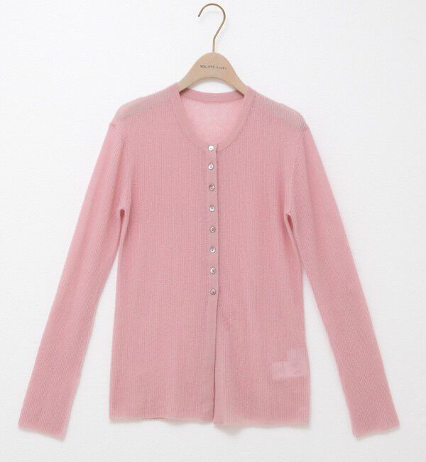 NOLLEY'S sophi「カシミヤ混ガーゼ風リブクルーネックミディ丈カーディガン」|カーディガン|