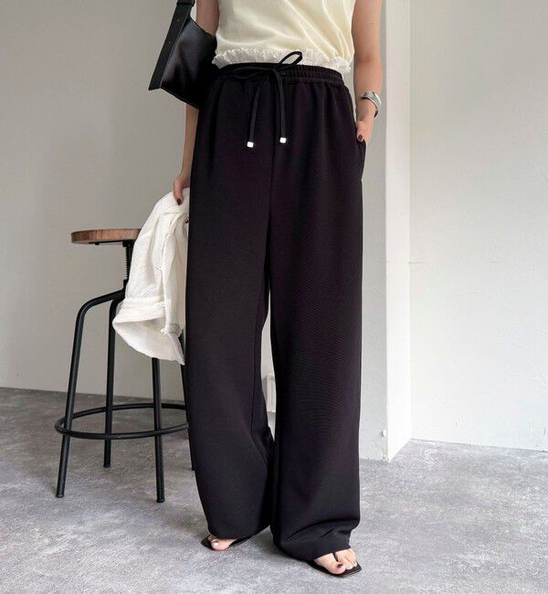 fredy emue「ウエストレイヤードイージーパンツ」|チノ|ブラック