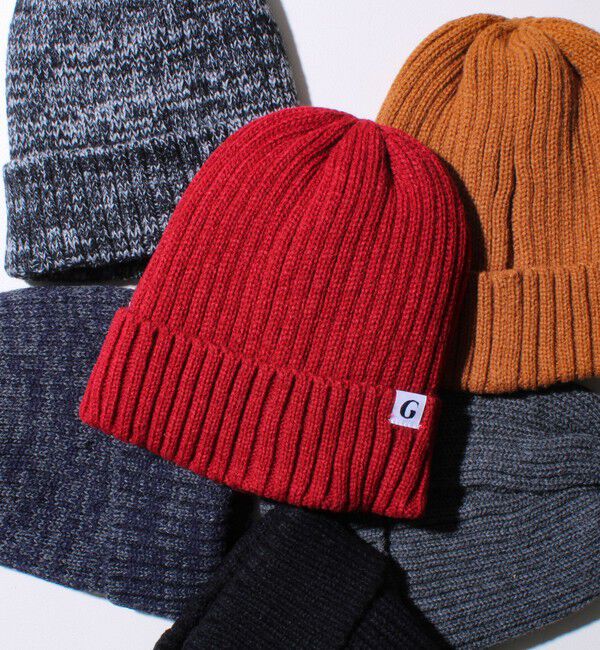 GLOSTER「【GLOSTER/グロスター】裏ボア リブワッチ ニット帽」|ニット帽|ワインレッド