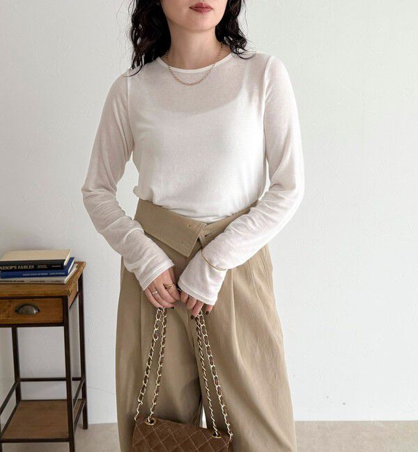 fredy emue「ウールブレンドシアーロンTシャツ」|Tシャツ・カットソー|