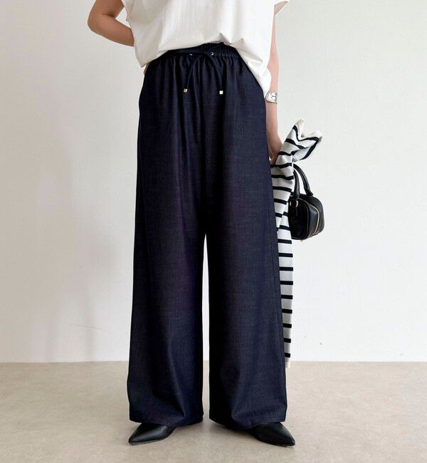 fredy emue「シャンブレーデニムライクイージーパンツ」|チノ|ネイビー