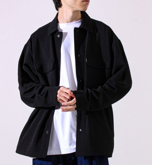 GLOSTER「【晩夏から秋本番まで活躍】ドライリップル フラップポケットシャツ」|シャツ・ブラウス|ブラック