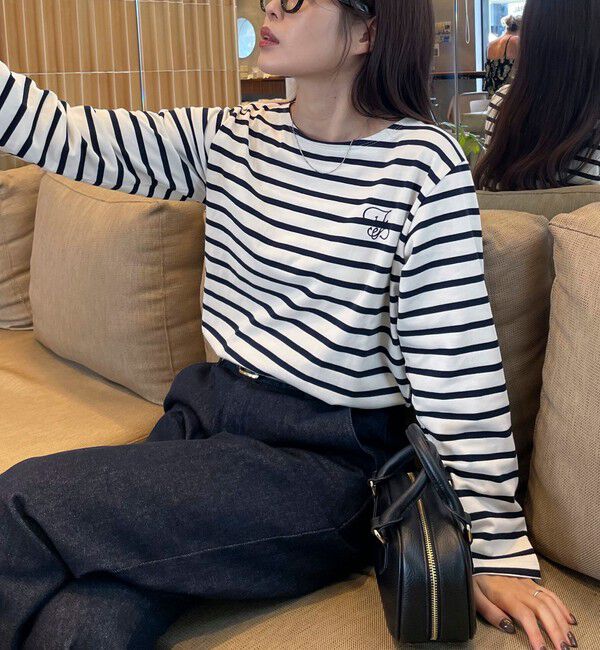 fredy emue「コンパクトボーダーロンTシャツ」|Tシャツ・カットソー|ブルー系その他