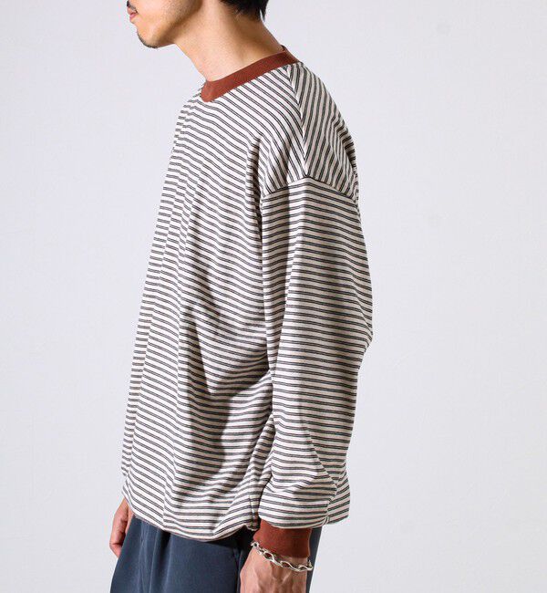 GLOSTER「【配色リブが映える主役ボーダー】Helloボーダー ロングスリーブTシャツ」|Tシャツ・カットソー|