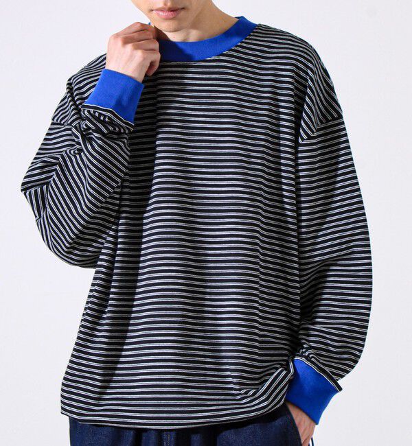GLOSTER「【配色リブが映える主役ボーダー】Helloボーダー ロングスリーブTシャツ」|Tシャツ・カットソー|
