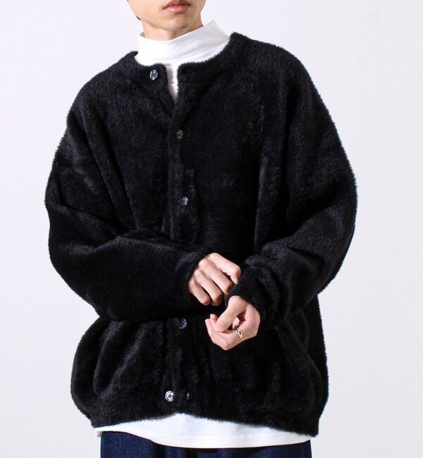 GLOSTER「モヘヤライク シャギークルーネックカーディガン」|カーディガン|