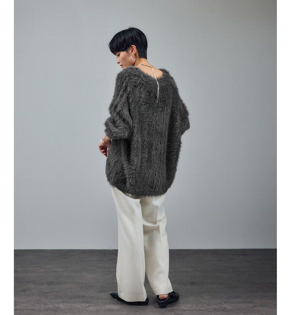 SALON adam et rope'「【WEB限定】ウォッシャブルシャギーVネックニットカーディガン」|カーディガン|