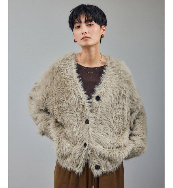 SALON adam et rope'「【WEB限定】ウォッシャブルシャギーVネックニットカーディガン」|カーディガン|ベージュ系(28)