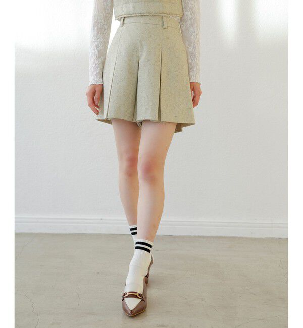 VIS「サマーツイードタックフレアショートパンツ」|チノ|