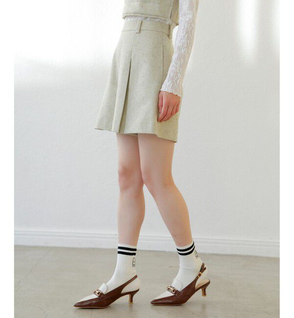 VIS「サマーツイードタックフレアショートパンツ」|チノ|