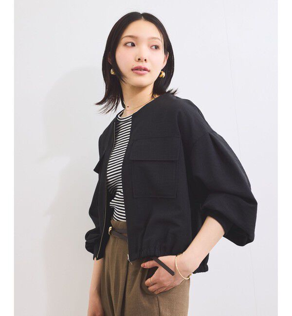 VIS「【WEB限定】気流染めリネンライクダブルポケットブルゾン【防シワ/UVケア/接触冷感/洗える】」|ブルゾン・スタジャン|