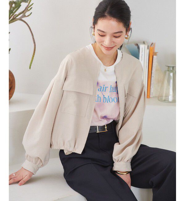 VIS「【WEB限定】気流染めリネンライクダブルポケットブルゾン【防シワ/UVケア/接触冷感/洗える】」|ブルゾン・スタジャン|