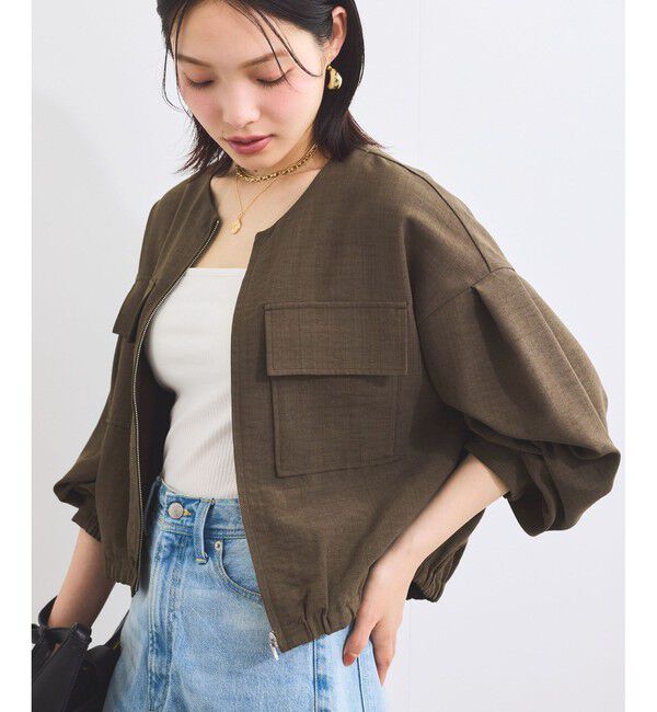 VIS「【WEB限定】気流染めリネンライクダブルポケットブルゾン【防シワ/UVケア/接触冷感/洗える】」|ブルゾン・スタジャン|