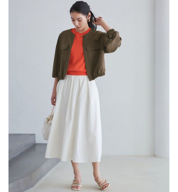 VIS「【WEB限定】気流染めリネンライクダブルポケットブルゾン【防シワ/UVケア/接触冷感/洗える】」|ブルゾン・スタジャン|