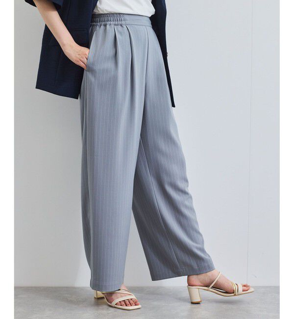 VIS「【接触冷感/UVケア】ピンストライプリラックスワイドパンツ」|チノ|