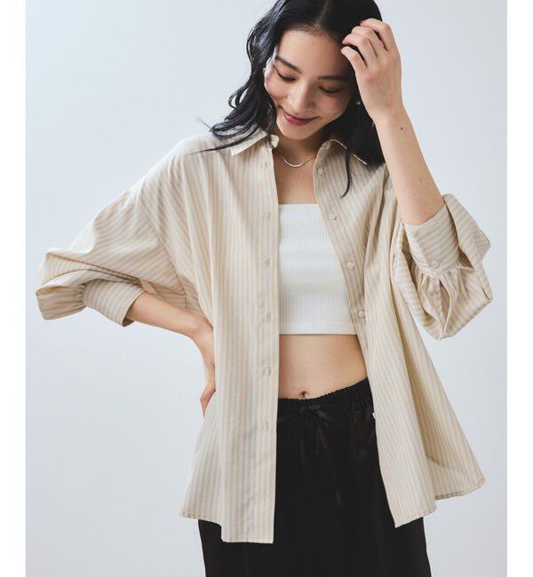 VIS「【WEB限定】バックシャーリングフリルシャツブラウス」|シャツ・ブラウス|ベージュ系(28)
