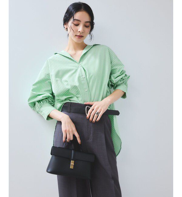 VIS「【WEB限定】バックシャーリングフリルシャツブラウス」|シャツ・ブラウス|グリーンサブ(35)