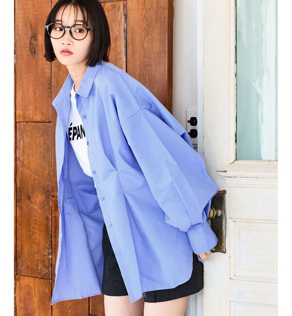 VIS「【WEB/一部店舗限定】ウエストタックオーバーサイズシャツ」|シャツ・ブラウス|サックス(48)