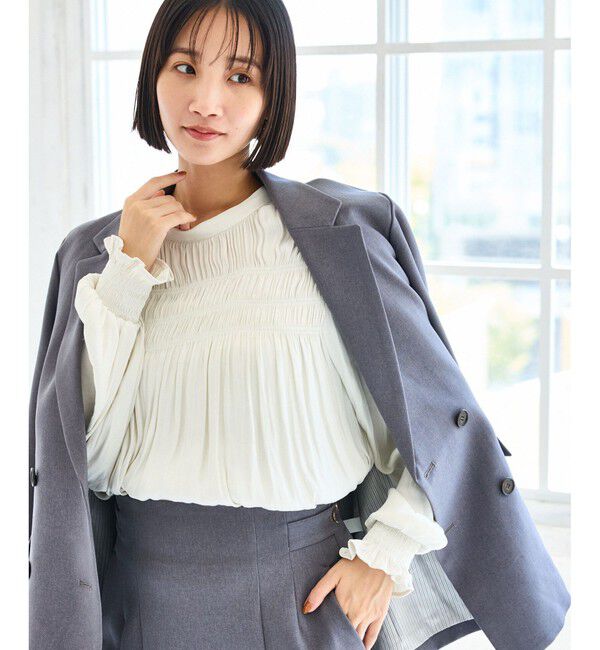 VIS「割繊シャーリングブラウス/2WAY・イージーケア」|シャツ・ブラウス|